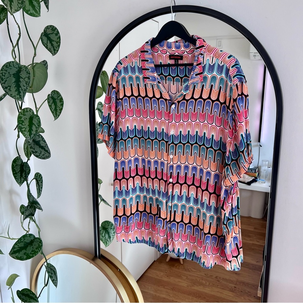 Vintage Geo Print Short Sleeve Shirt